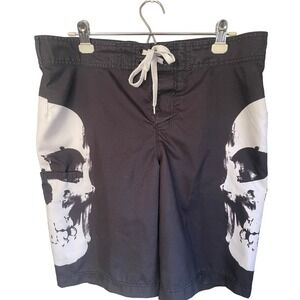 Black Matter Hot Topic Skull Graphic Board Shorts Men's Large Y2K Mall Goth